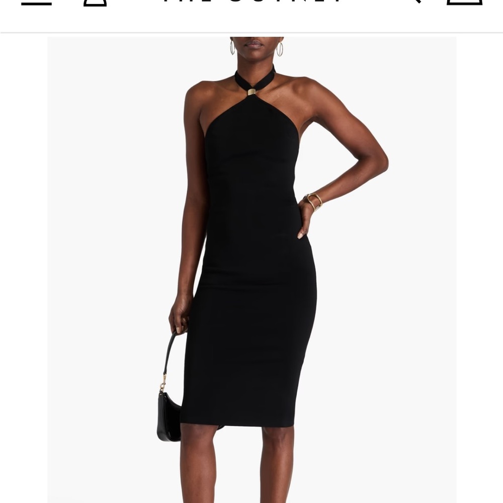 Alice + Olivia Black Halter Sheath Dress